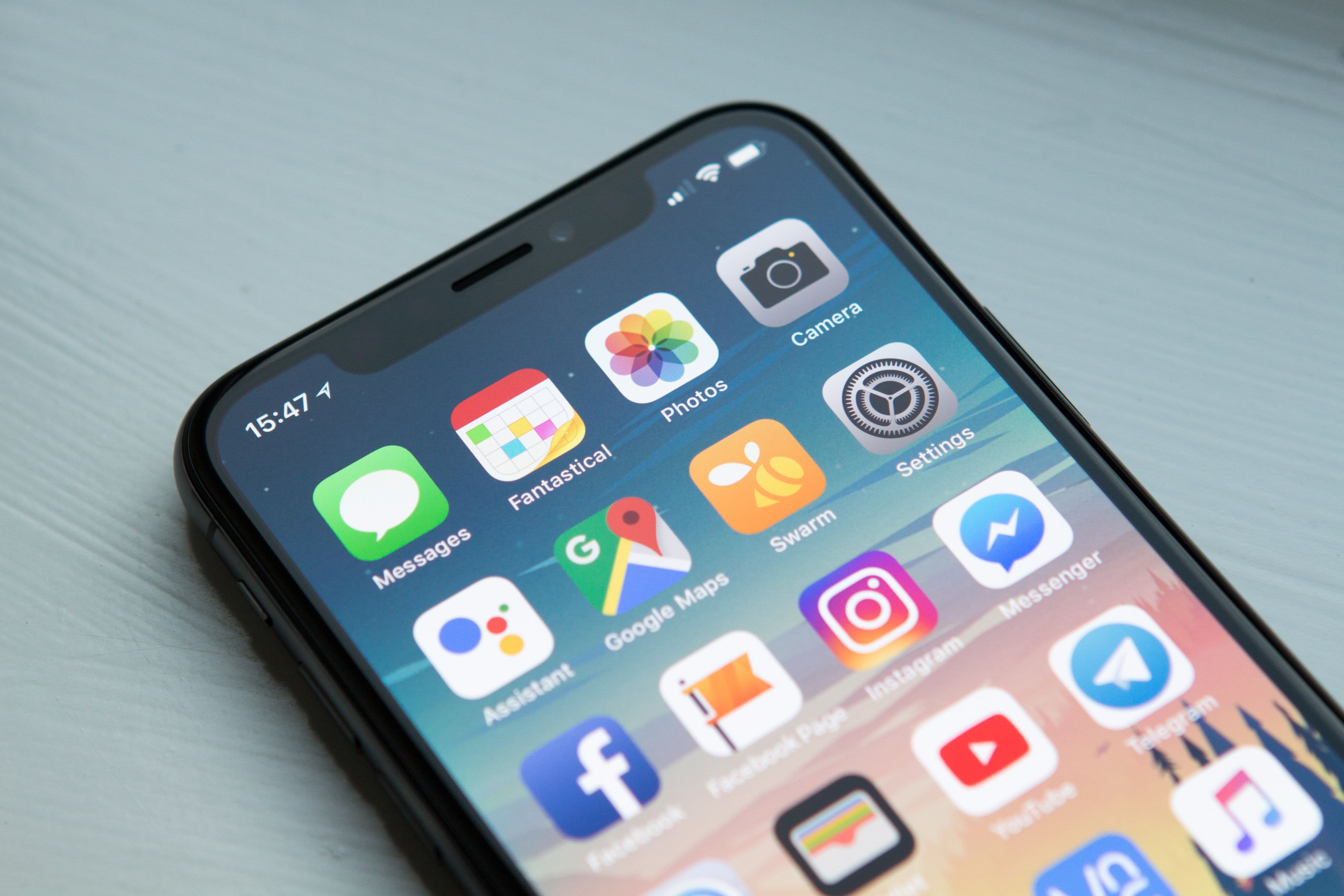 Phone displaying apps