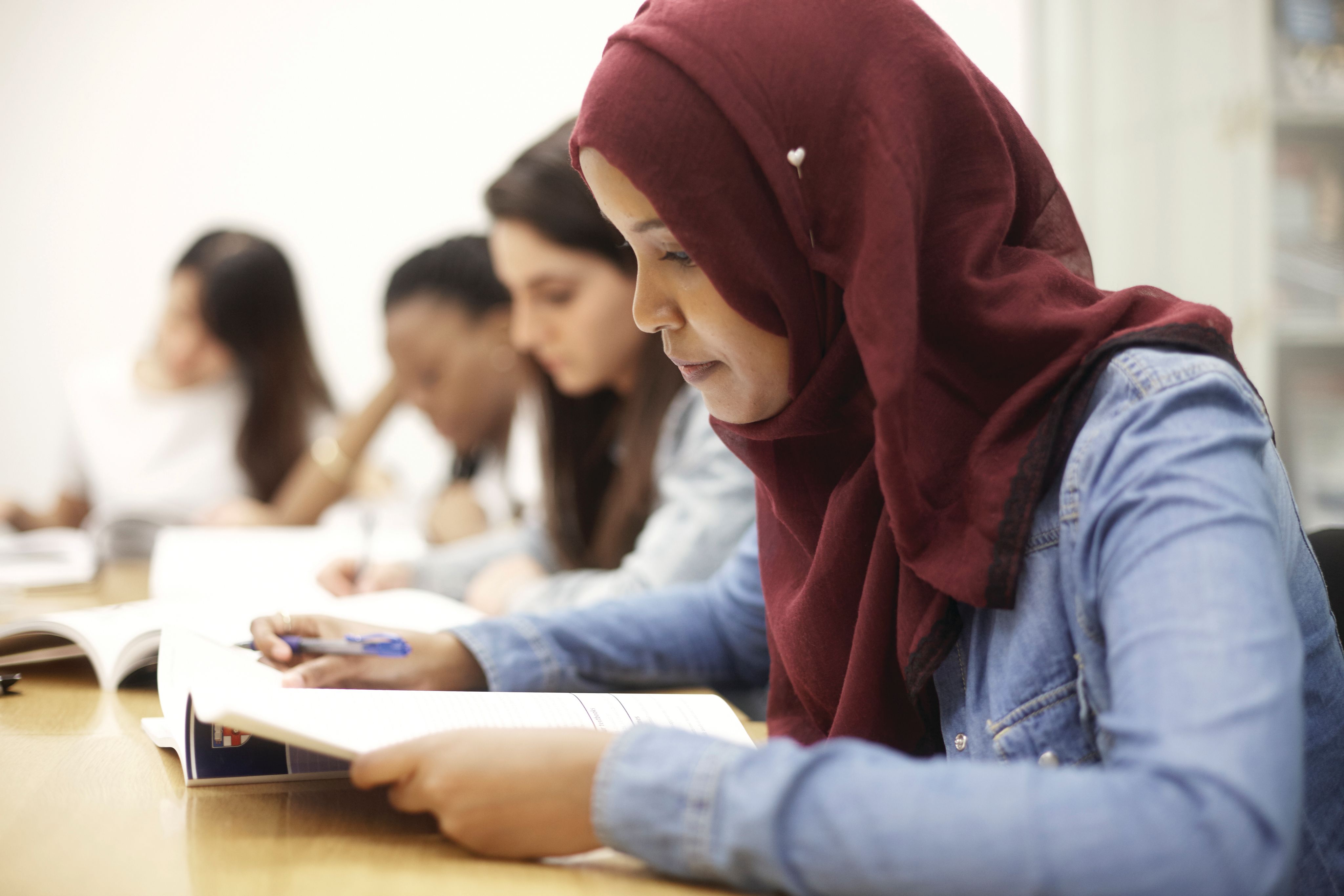 Students studying in a classroom