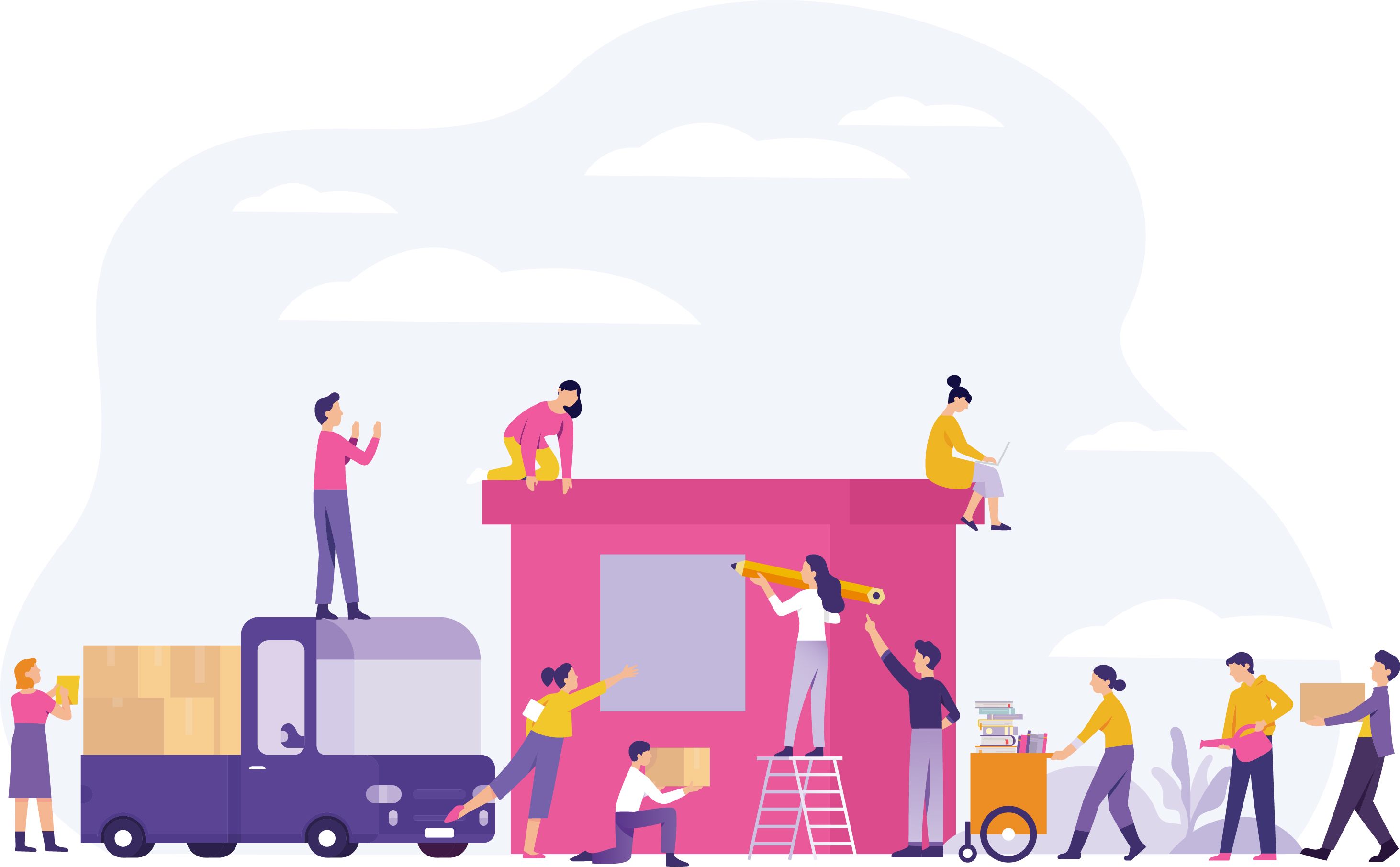 Illustration showing people volunteering