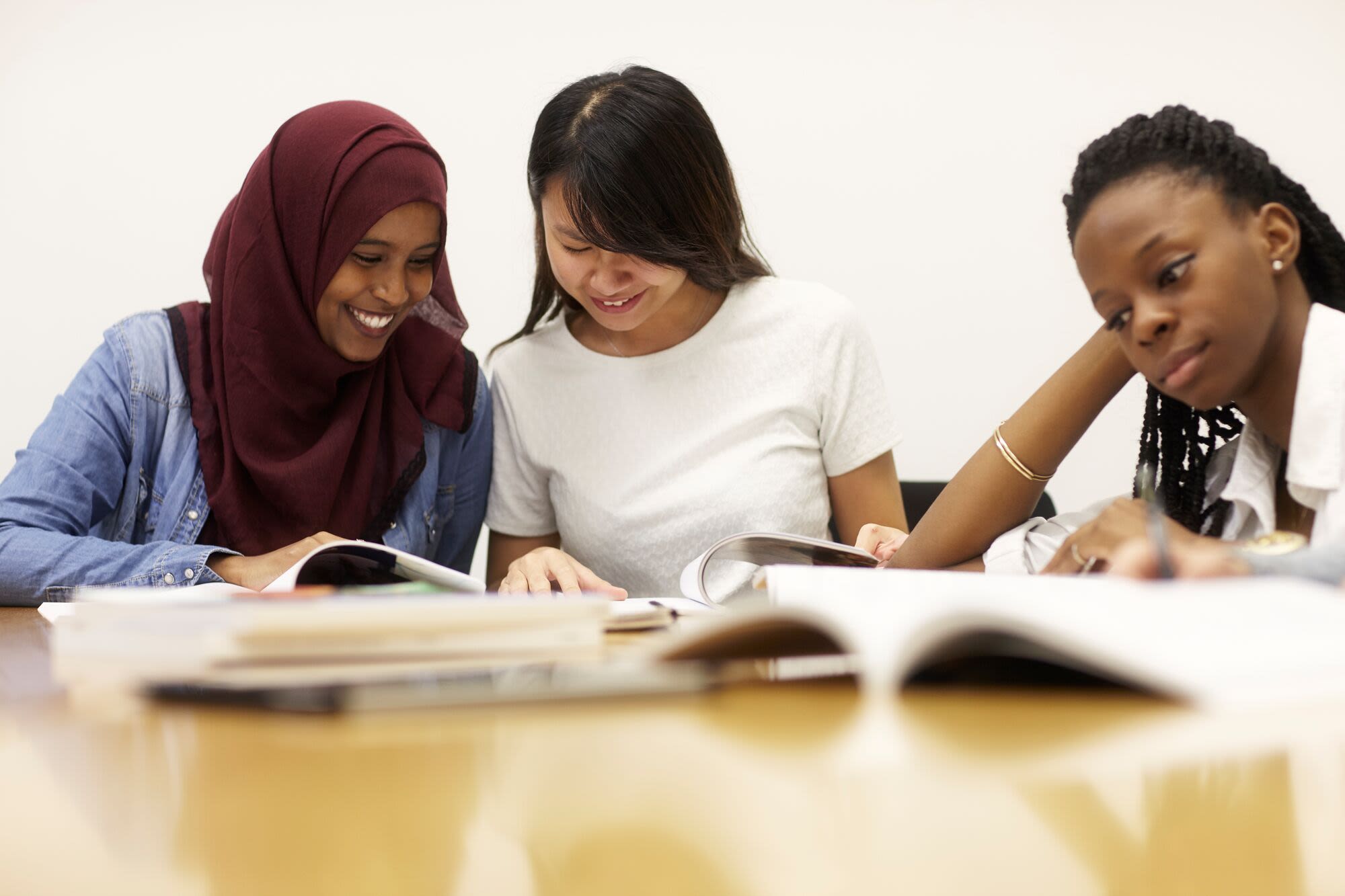 Students sitting in the library